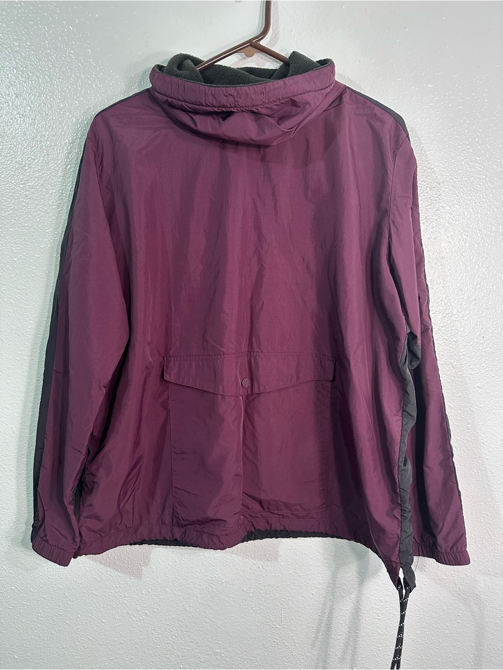 Victoria’s Secret PINK Anorak Windbreaker Jacket Purple Black Fleece Lined Lg